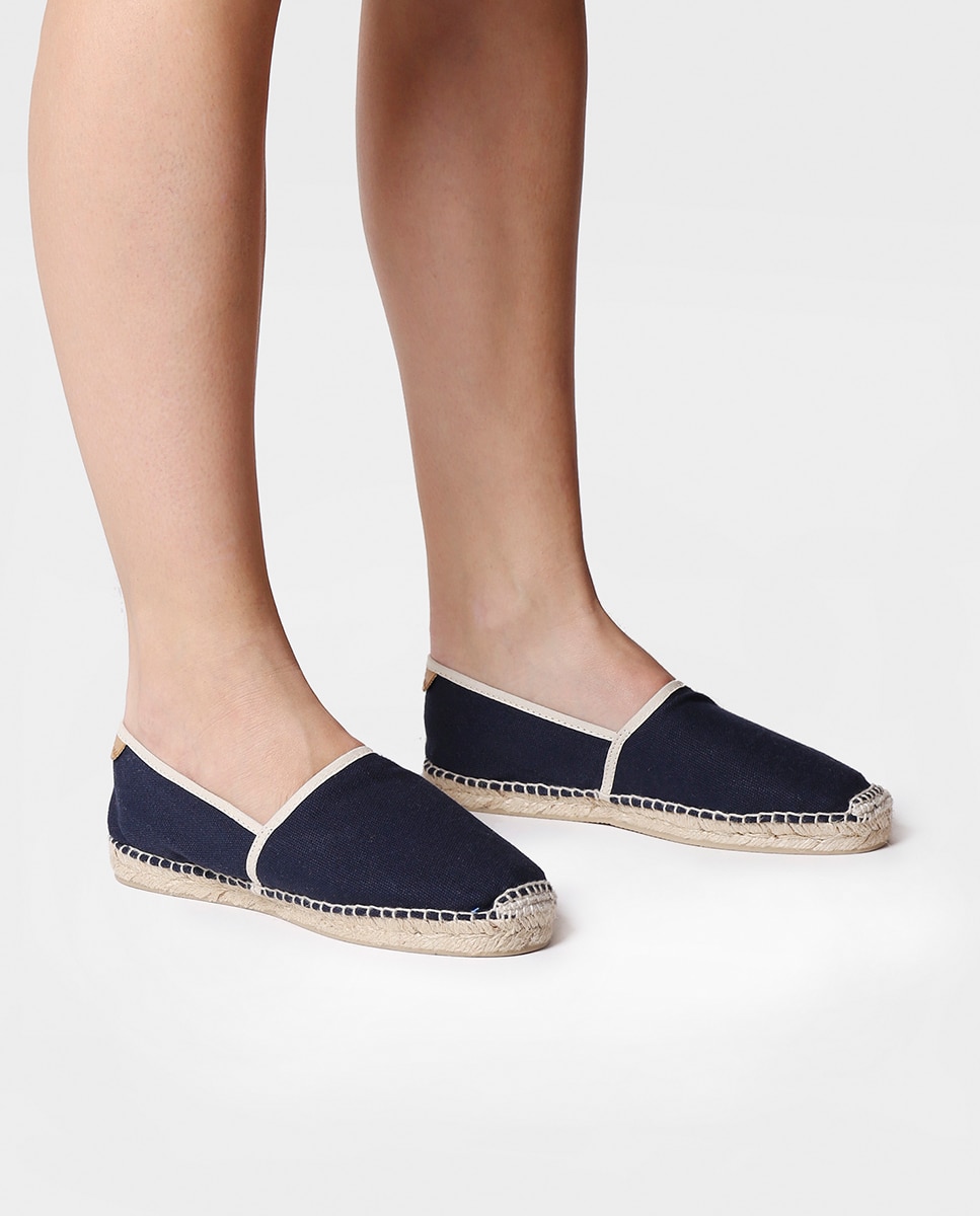 Alpercatas Rasas Unissexo de Tecido em Liso Azul-marinho-4