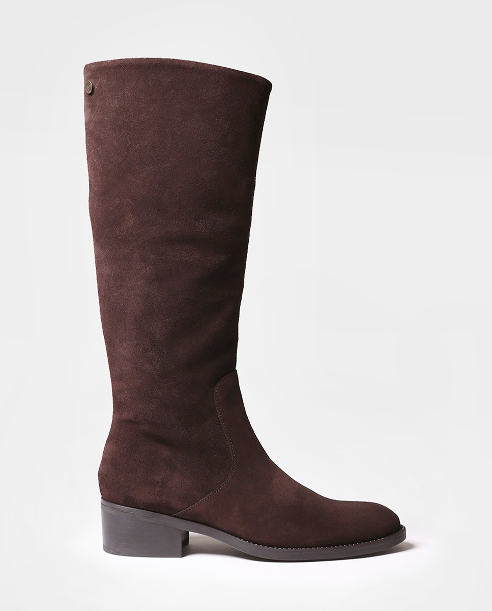 Botas de Camurça com Fecho Zip Castanho-1