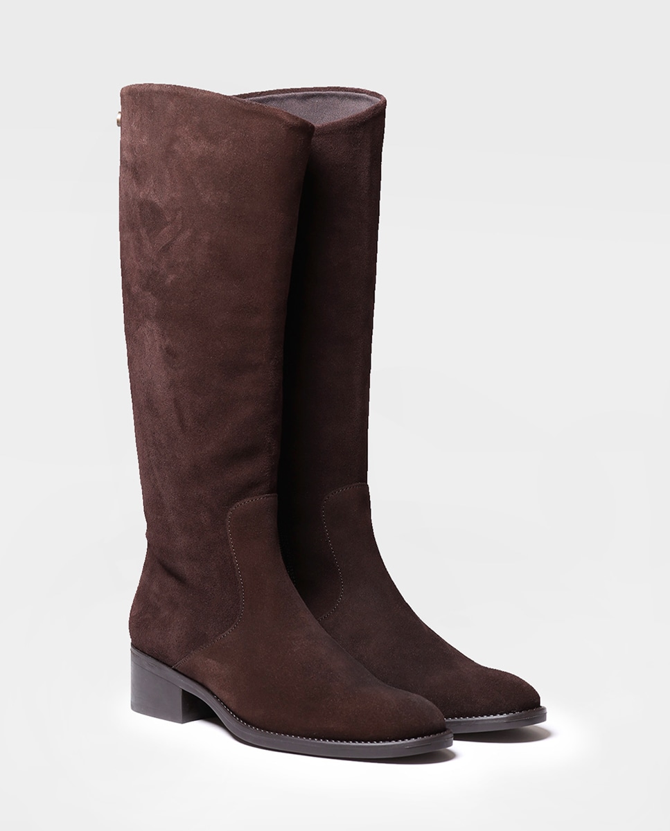 Botas de Camurça com Fecho Zip Castanho-2