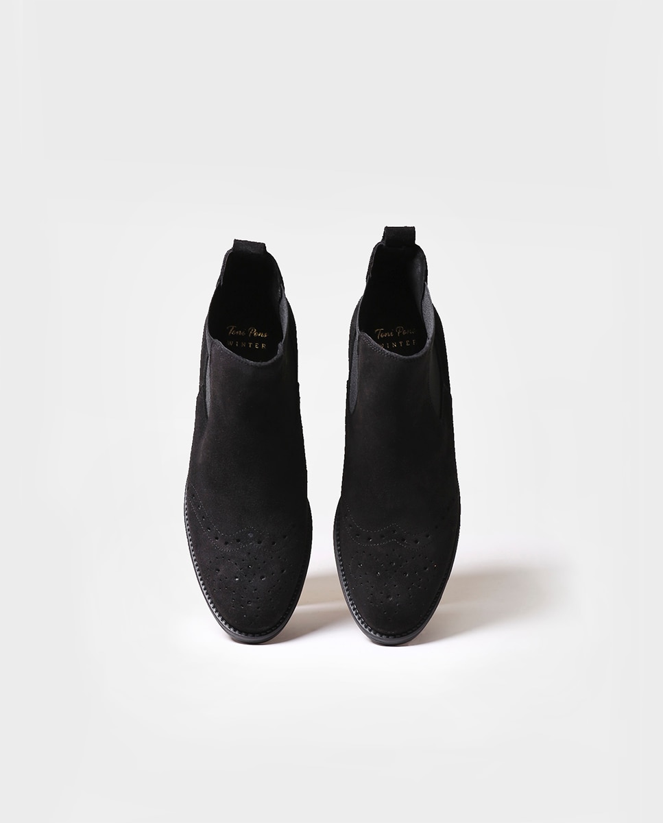 Botins de Camurça com Elásticos Preto-3