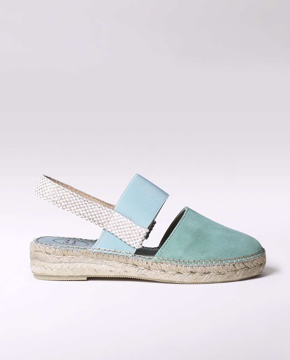 Alpercatas de Cunha em Camurça com Elástico Verde-1