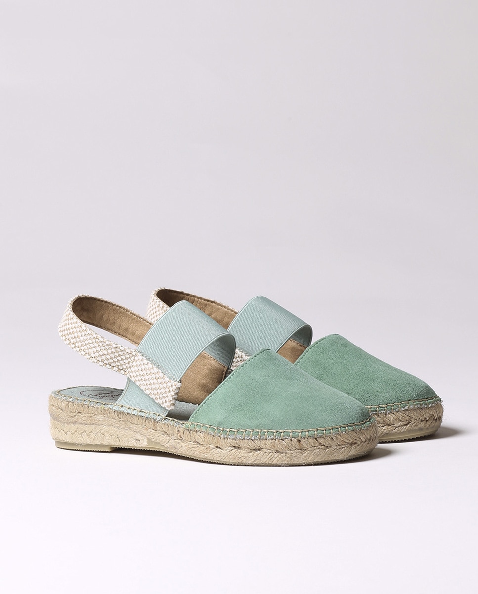 Alpercatas de Cunha em Camurça com Elástico Verde-2