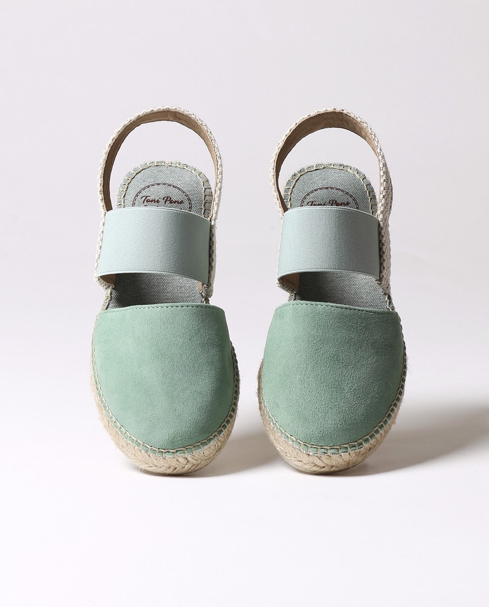 Alpercatas de Cunha em Camurça com Elástico Verde-3