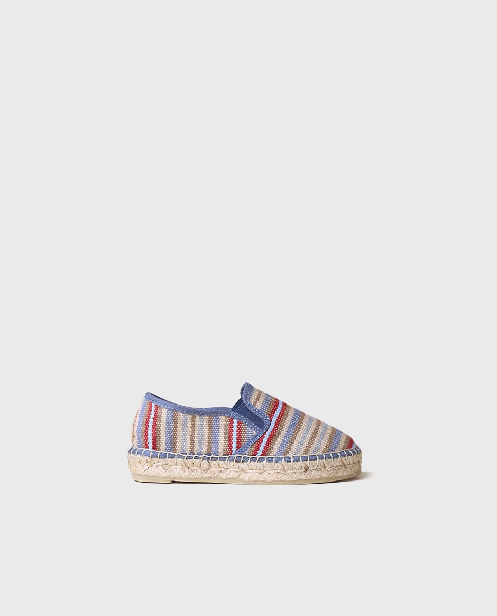 Imagem 0 de Alpercatas Infantil em Tecido Às Riscas com Elásticos