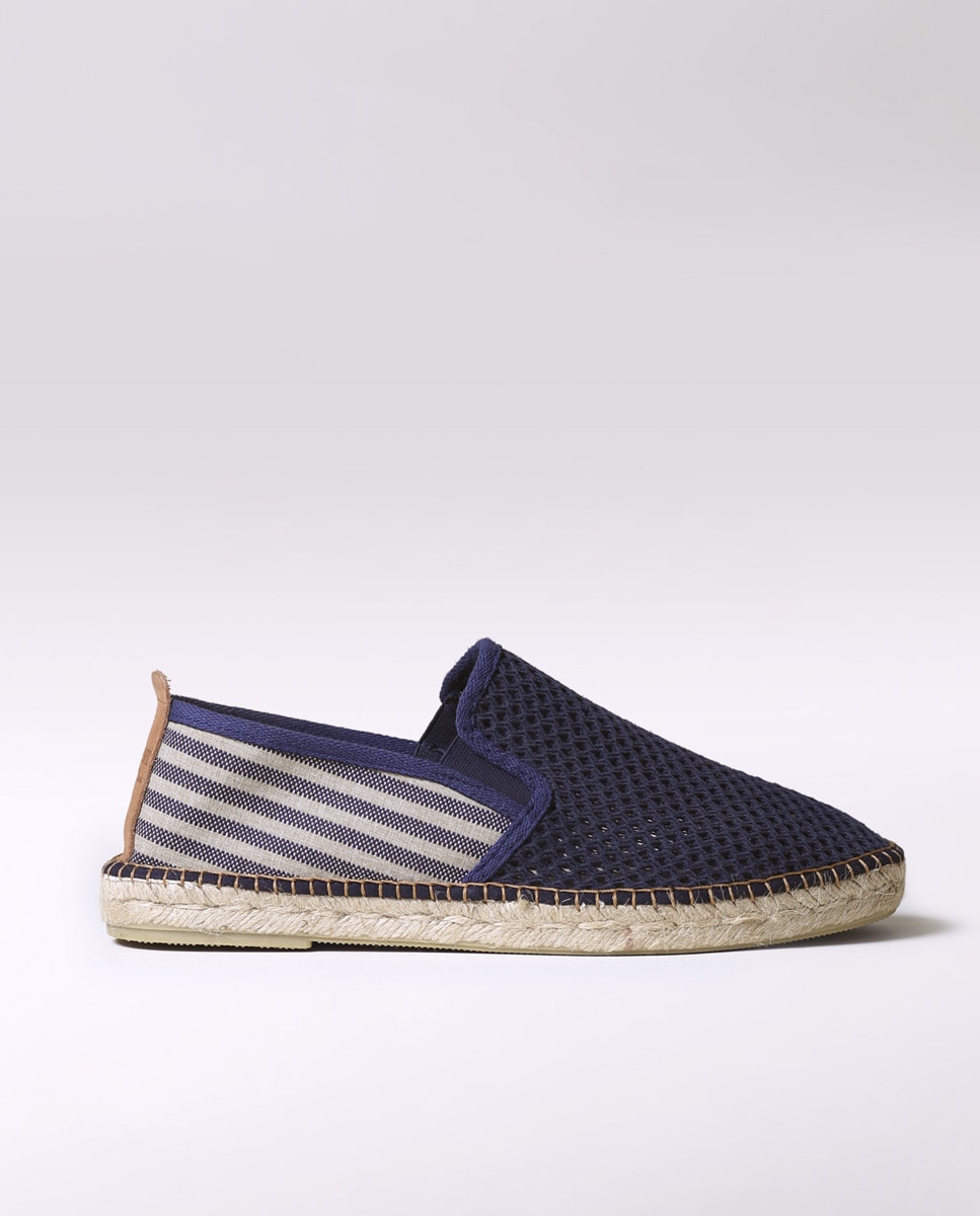 Alpercatas Rasas de Tecido de Rede com Elásticos Azul / Branco-1