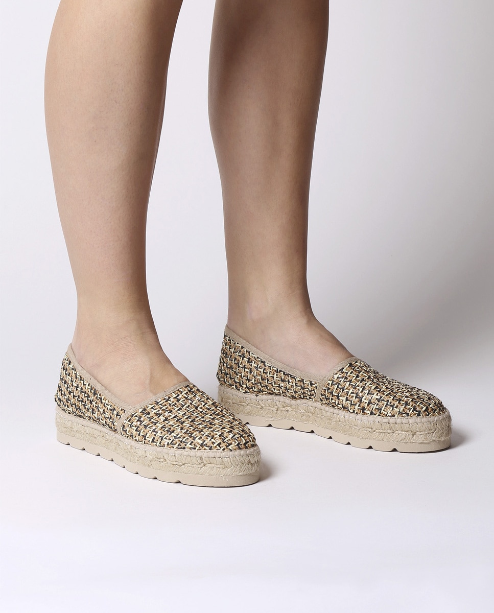 Alpercatas Rasas de Tecido Estampado Ouro-4
