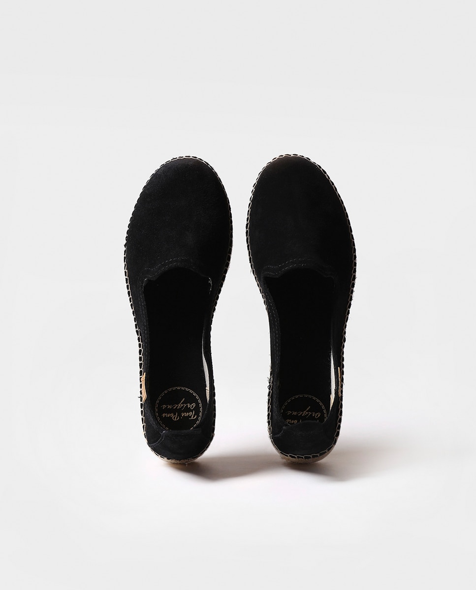 Alpercatas Rasas de Camurça em Liso Preto-3