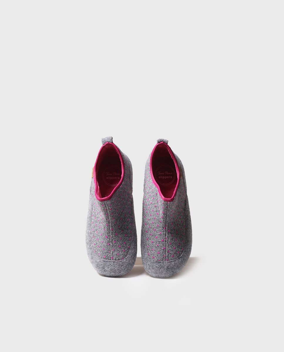 Pantufas Fechadas Infantil de Tecido e Feltro Toni Pons Cinzento-3