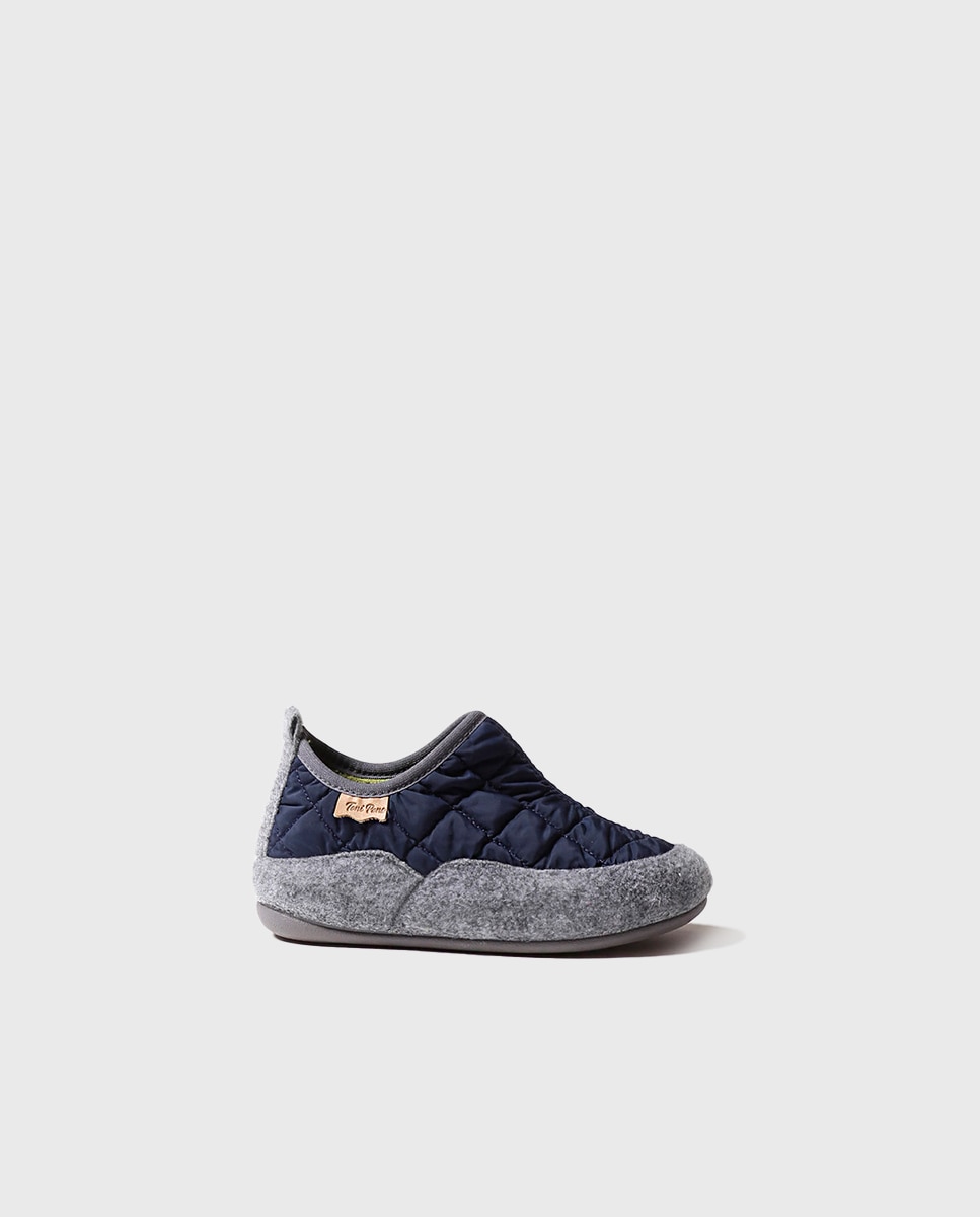 Pantufas Fechadas Infantil de Tecido Acolchoado Azul-marinho-1