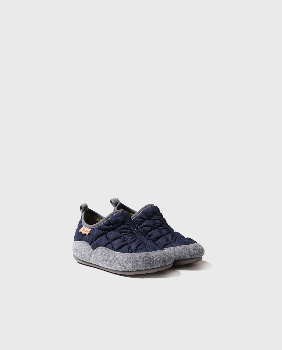 Pantufas Fechadas Infantil de Tecido Acolchoado Azul-marinho-2