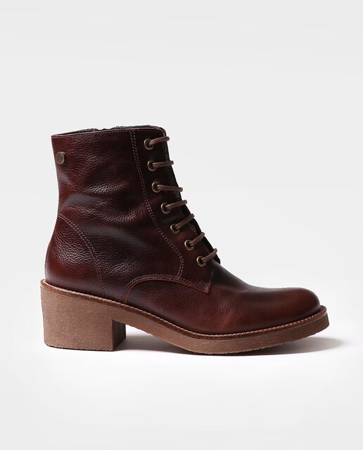 Imagem 0 de Botins de Pele com Atacadores e Fecho Zip