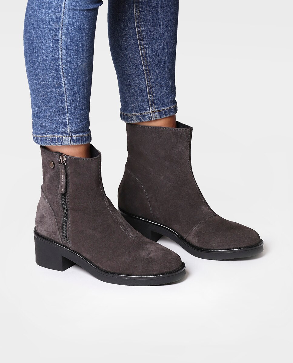 Botins de Camurça com Fecho Zip Cinzento-escuro-4