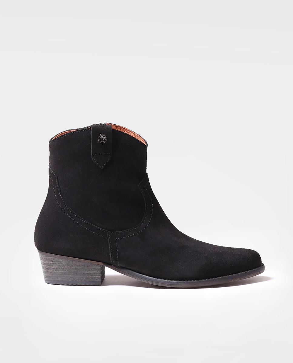 Botins de Camurça com Fecho Zip Preto-1