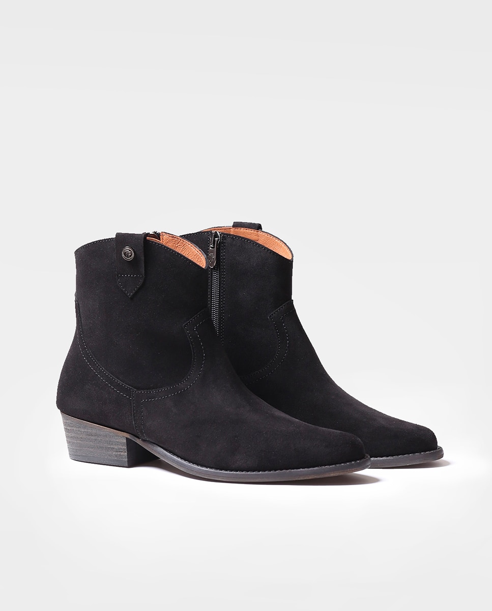 Botins de Camurça com Fecho Zip Preto-2