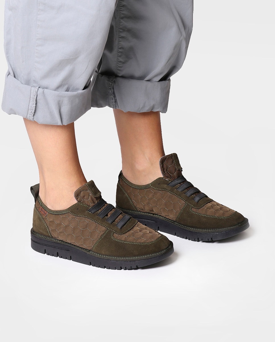 Sapatilhas de Lona em Tecido com Elásticos Caqui-4