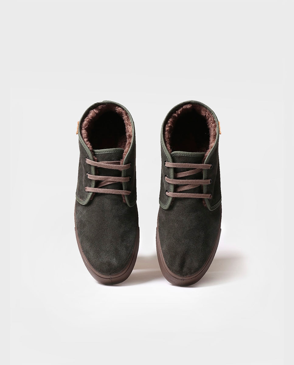 Botins de Camurça com Atacadores Verde-escuro-3