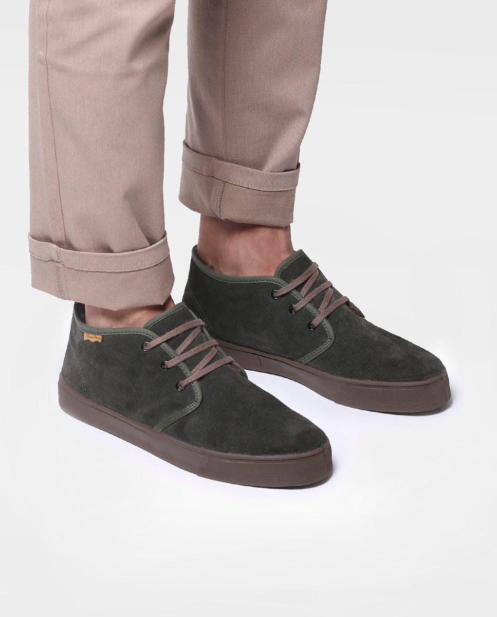 Botins de Camurça com Atacadores Verde-escuro-4