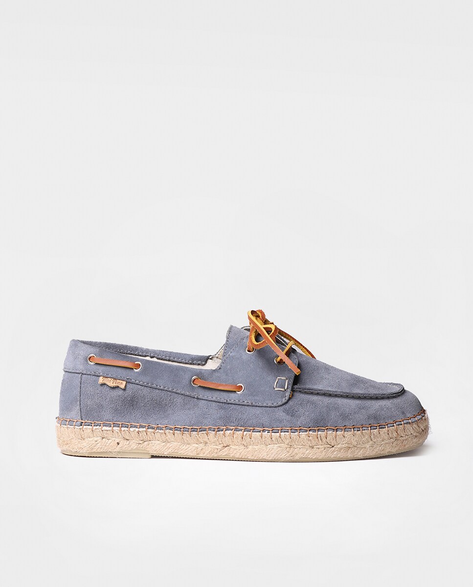 Alpercatas Rasas de Camurça com Cordões Azul-1