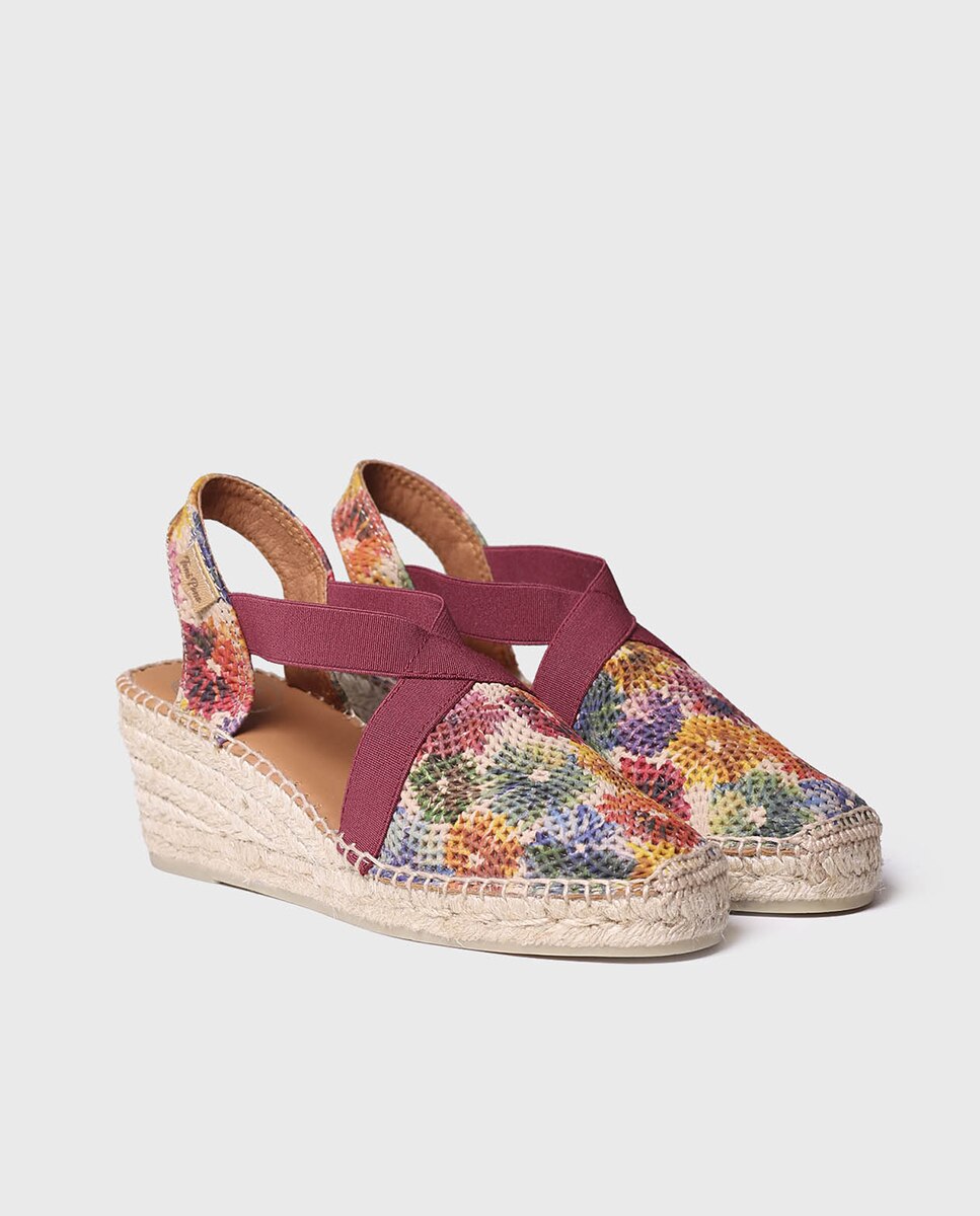 Alpercatas de Cunha em Tecido Estampado com Elásticos Multicolor-2