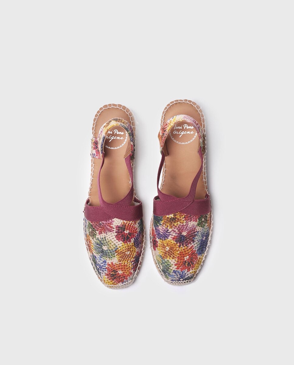 Alpercatas de Cunha em Tecido Estampado com Elásticos Multicolor-3