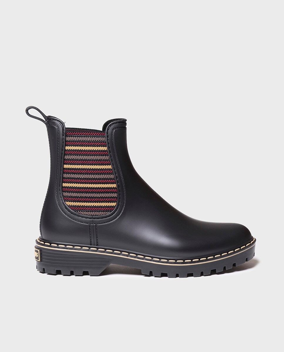 Botins de Água de Borracha com Elásticos Preto-1