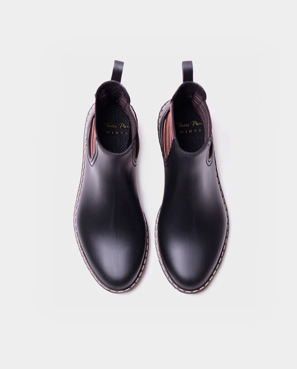 Botins de Água de Borracha com Elásticos Preto-3