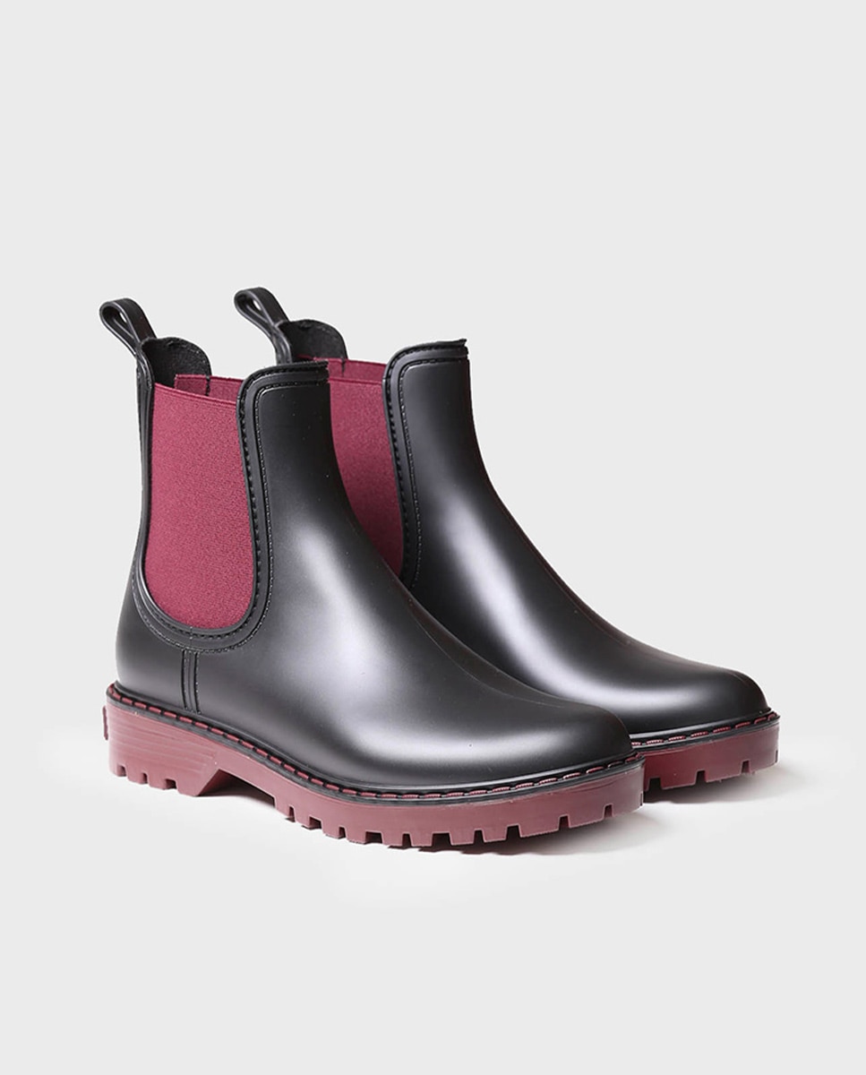 Botins de Água de Borracha com Elásticos Vermelho-2