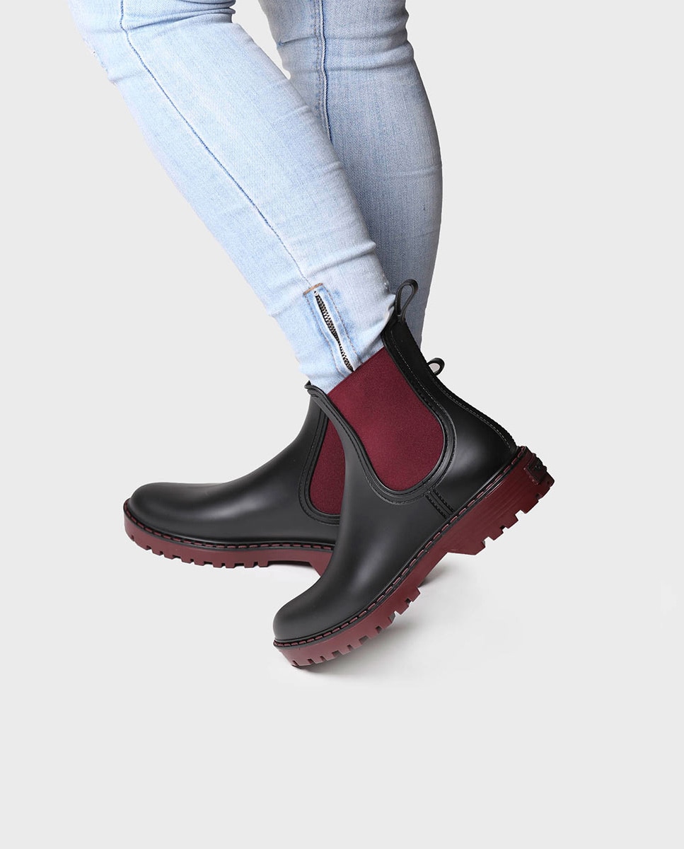 Botins de Água de Borracha com Elásticos Vermelho-4
