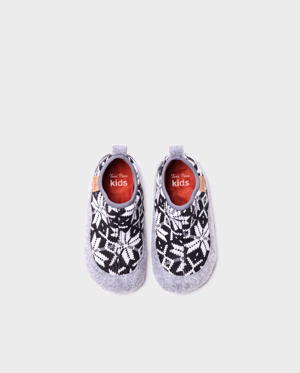 Pantufas Fechadas Infantil em Tecido Estampado Toni Pons Preto-3