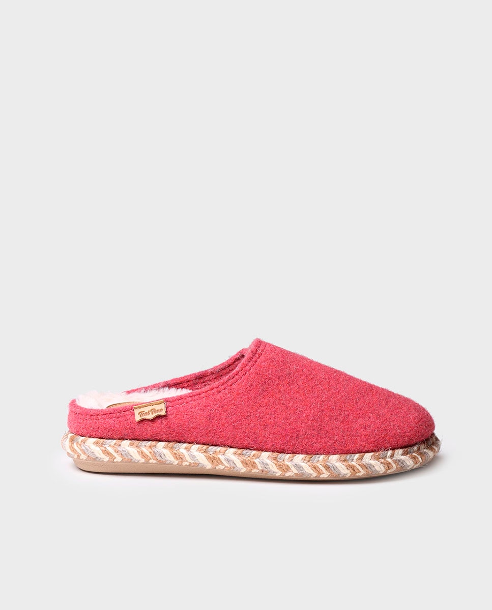 Pantufas Fechadas de Feltro em Liso Rosa-1