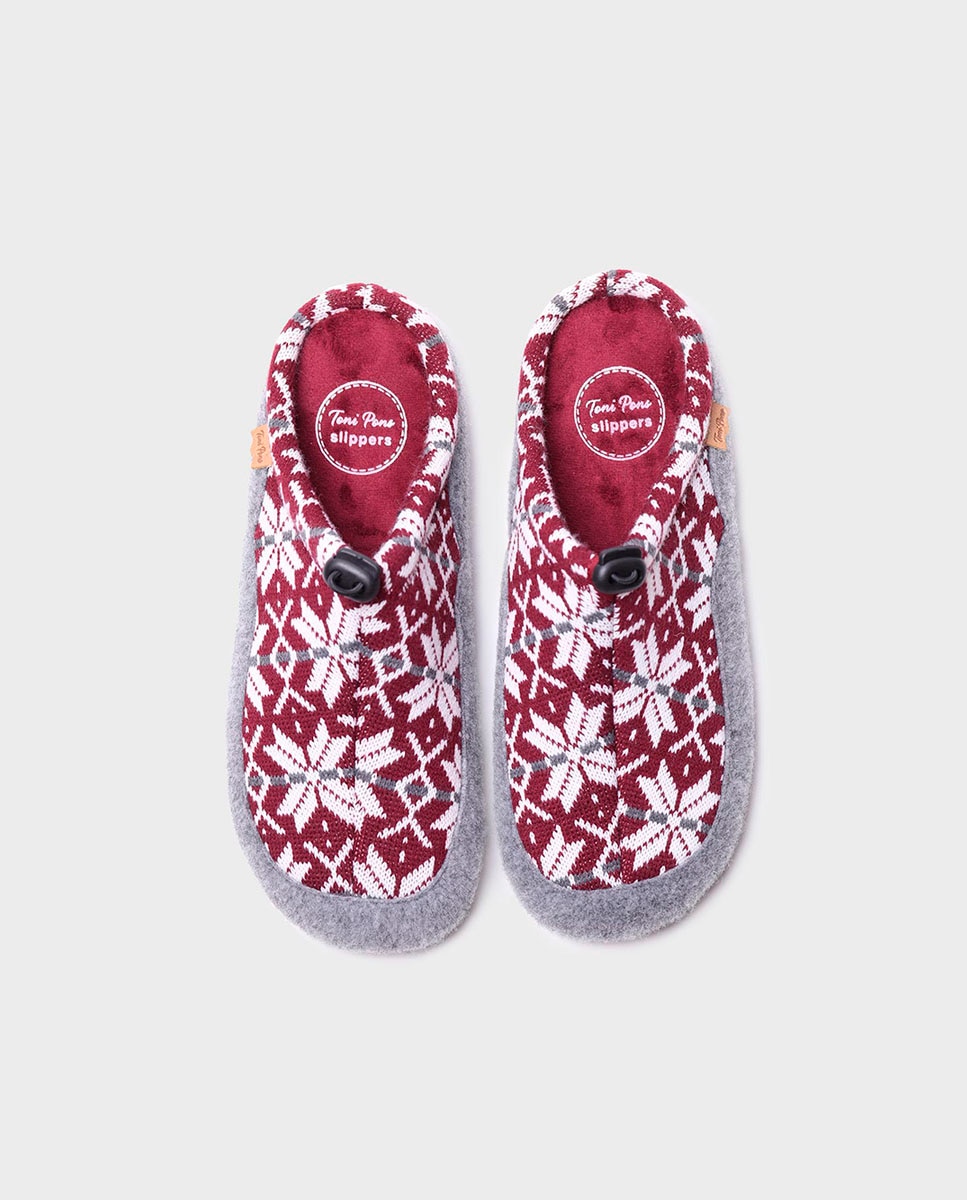 Pantufas de Tecido Estampado Bordeaux-3
