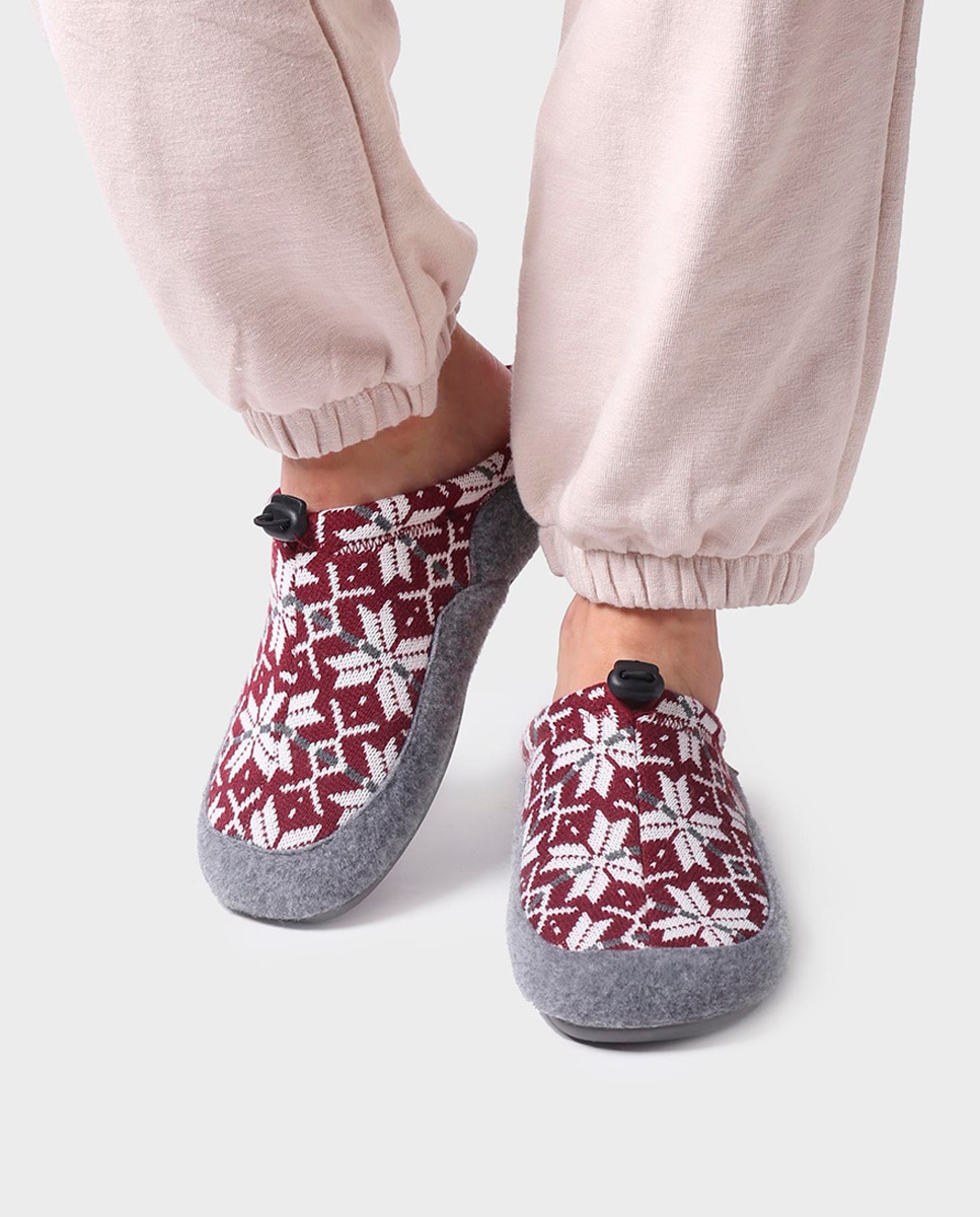 Pantufas de Tecido Estampado Bordeaux-4