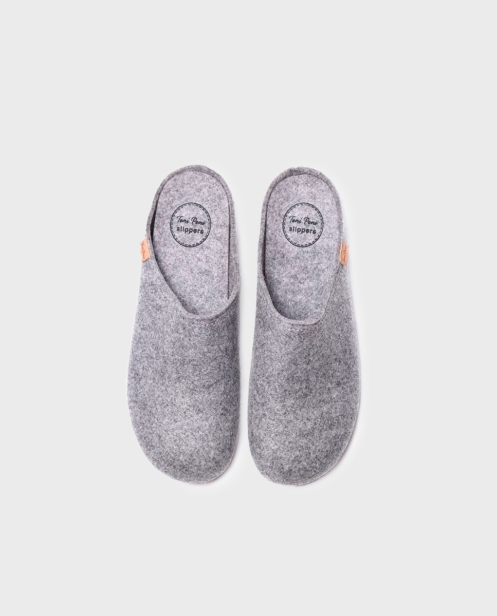 Pantufas de Feltro Reciclado Cinzento-3
