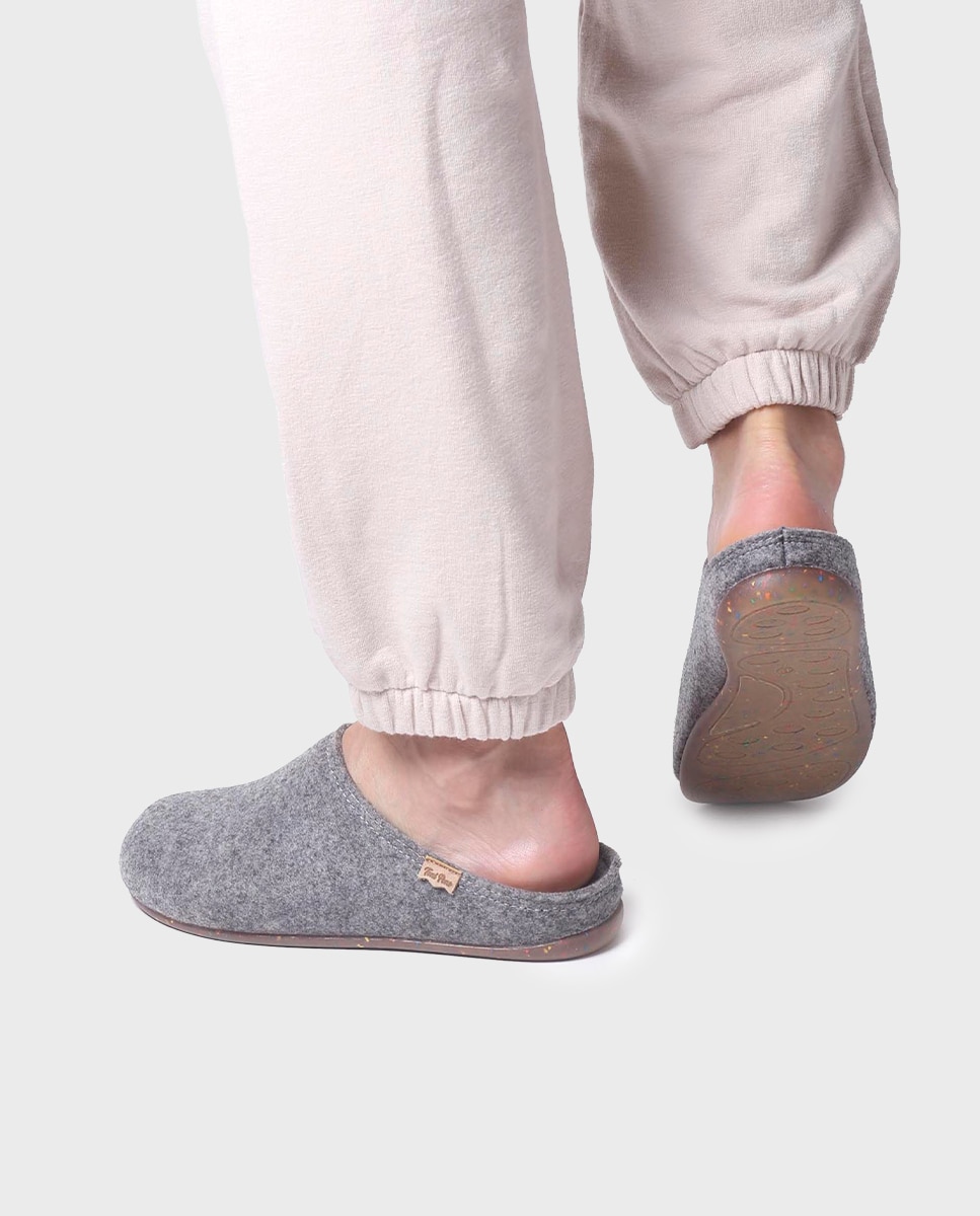 Pantufas de Feltro Reciclado Cinzento-4