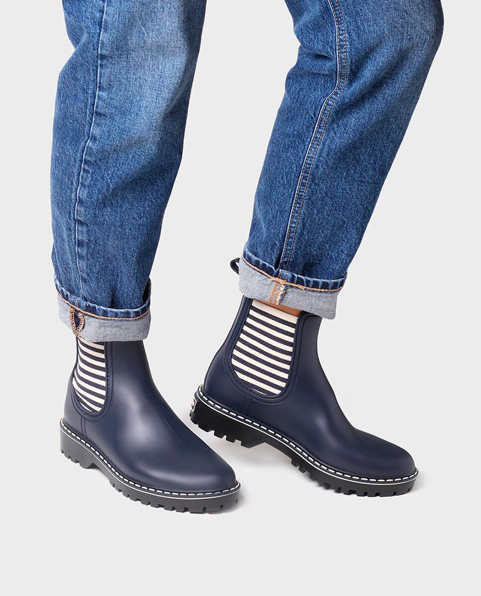 Botins de Água de Borracha com Elásticos Azul-4