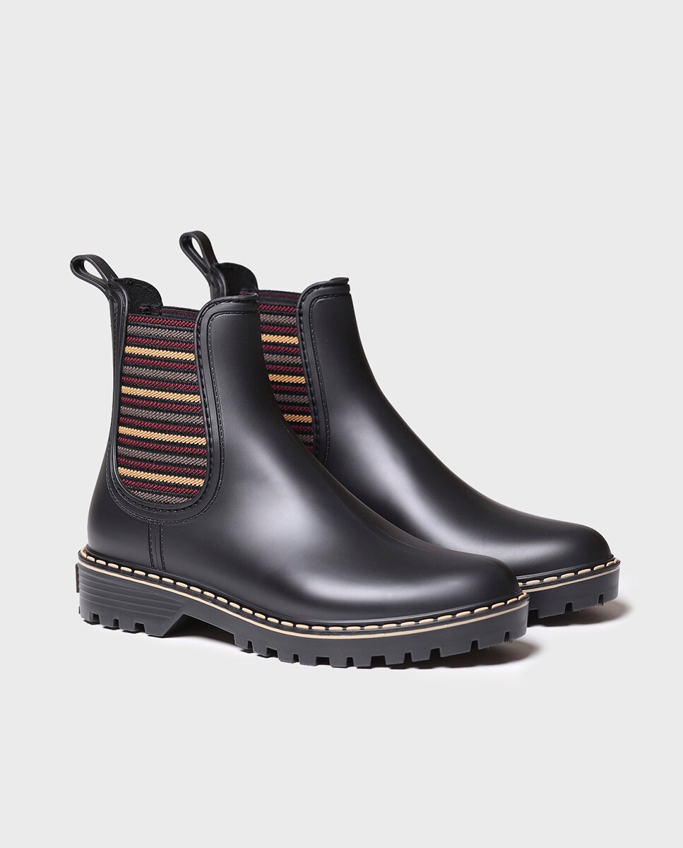 Botins de Água de Borracha com Elásticos Preto-2