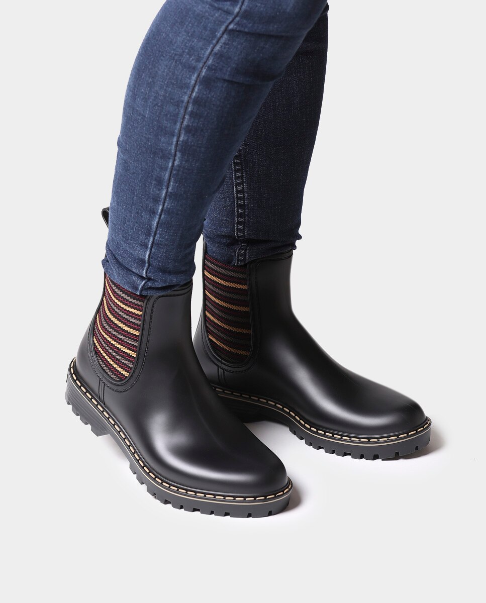 Botins de Água de Borracha com Elásticos Preto-4