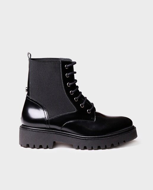 Imagem 0 de Botins de Pele com Atacadores e Fecho Zip