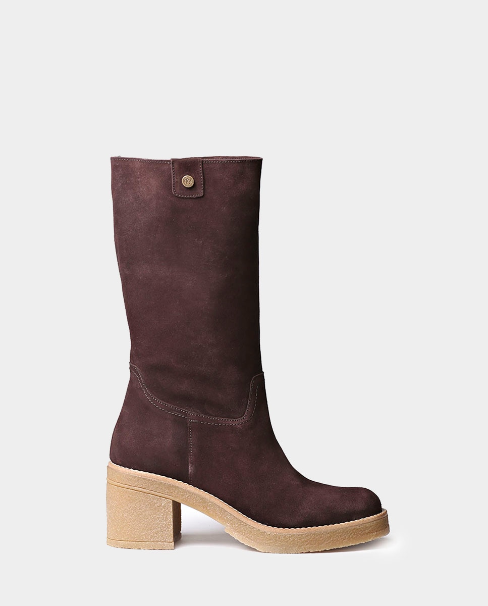 Botas de Camurça com Fecho Zip Castanho-1