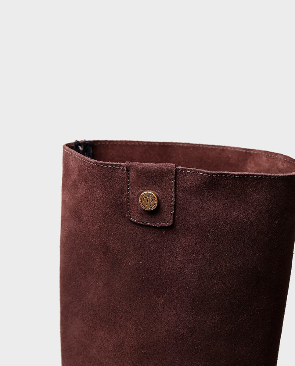 Botas de Camurça com Fecho Zip Castanho-3