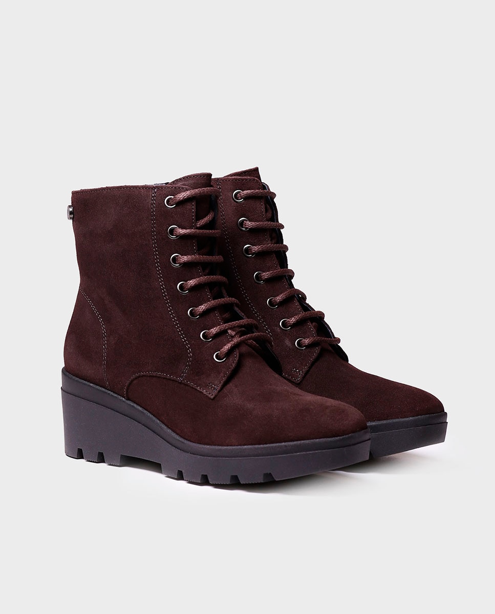 Botins de Camurça com Cordões e Fecho Zip Castanho-escuro-2