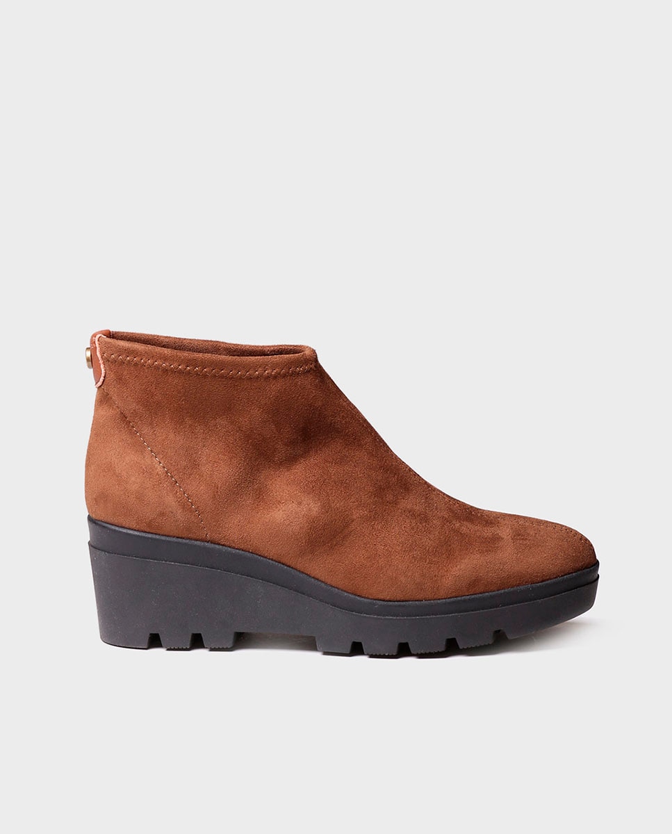 Botins de Salto com Tecido de Lycra Castanho-1