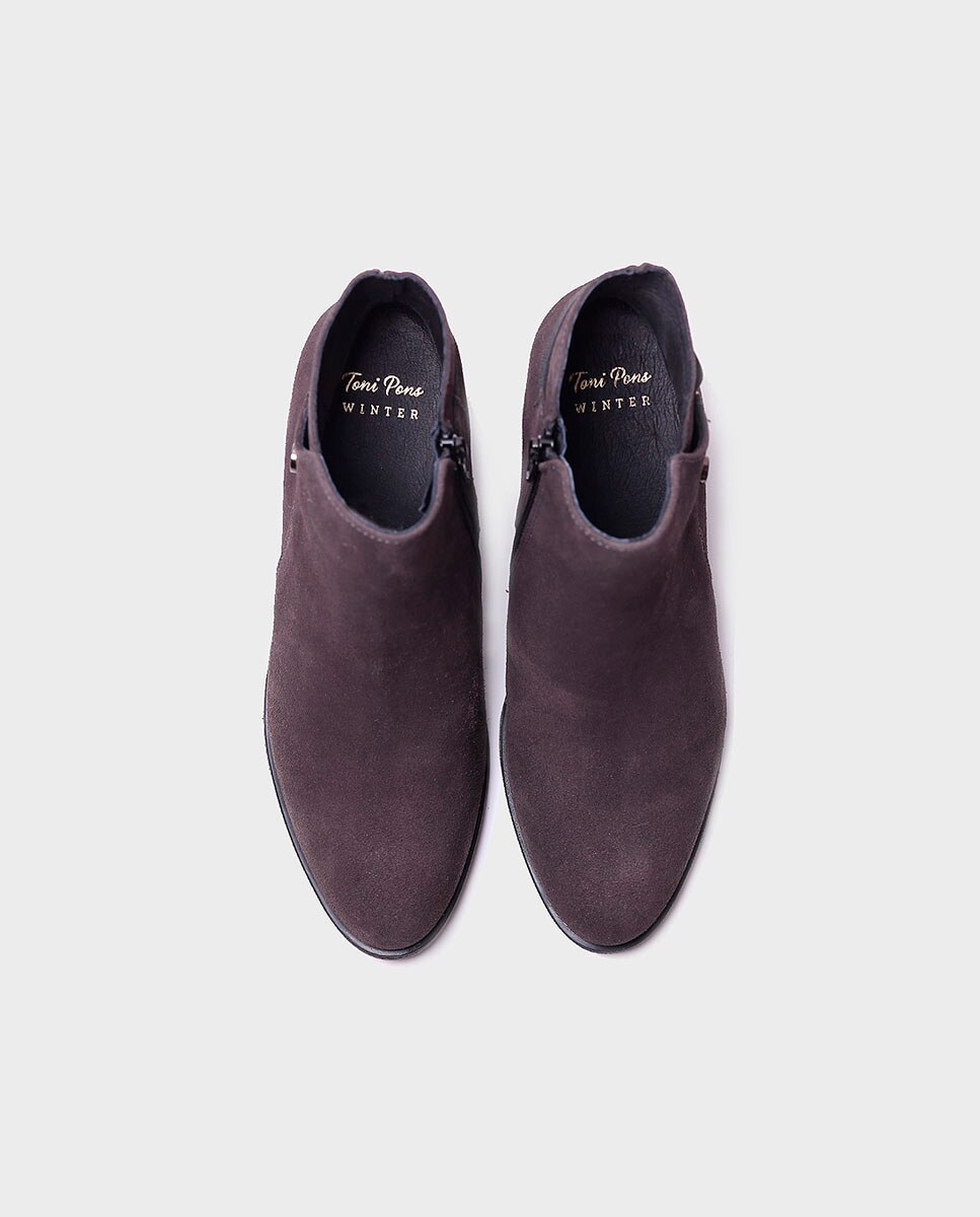 Botins de Camurça com Fecho Zip Cinzento-3