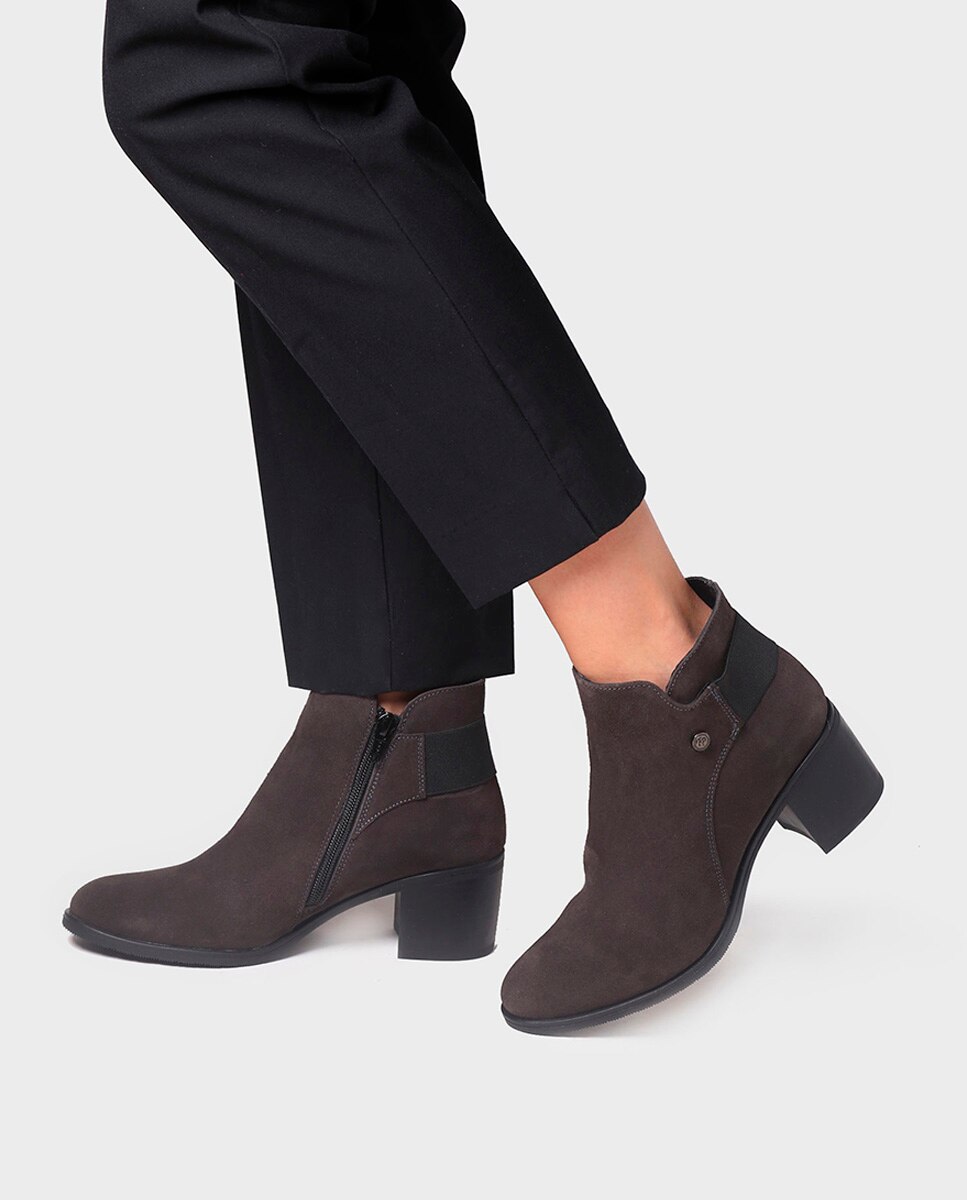 Botins de Camurça com Fecho Zip Cinzento-4