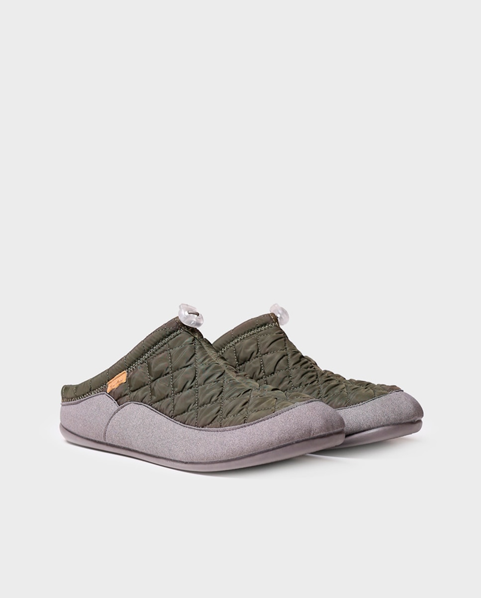 Pantufas de Tecido Acolchoado Caqui-2