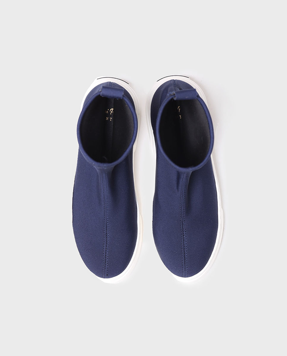 Botins de Tecido em Liso Azul-marinho-3