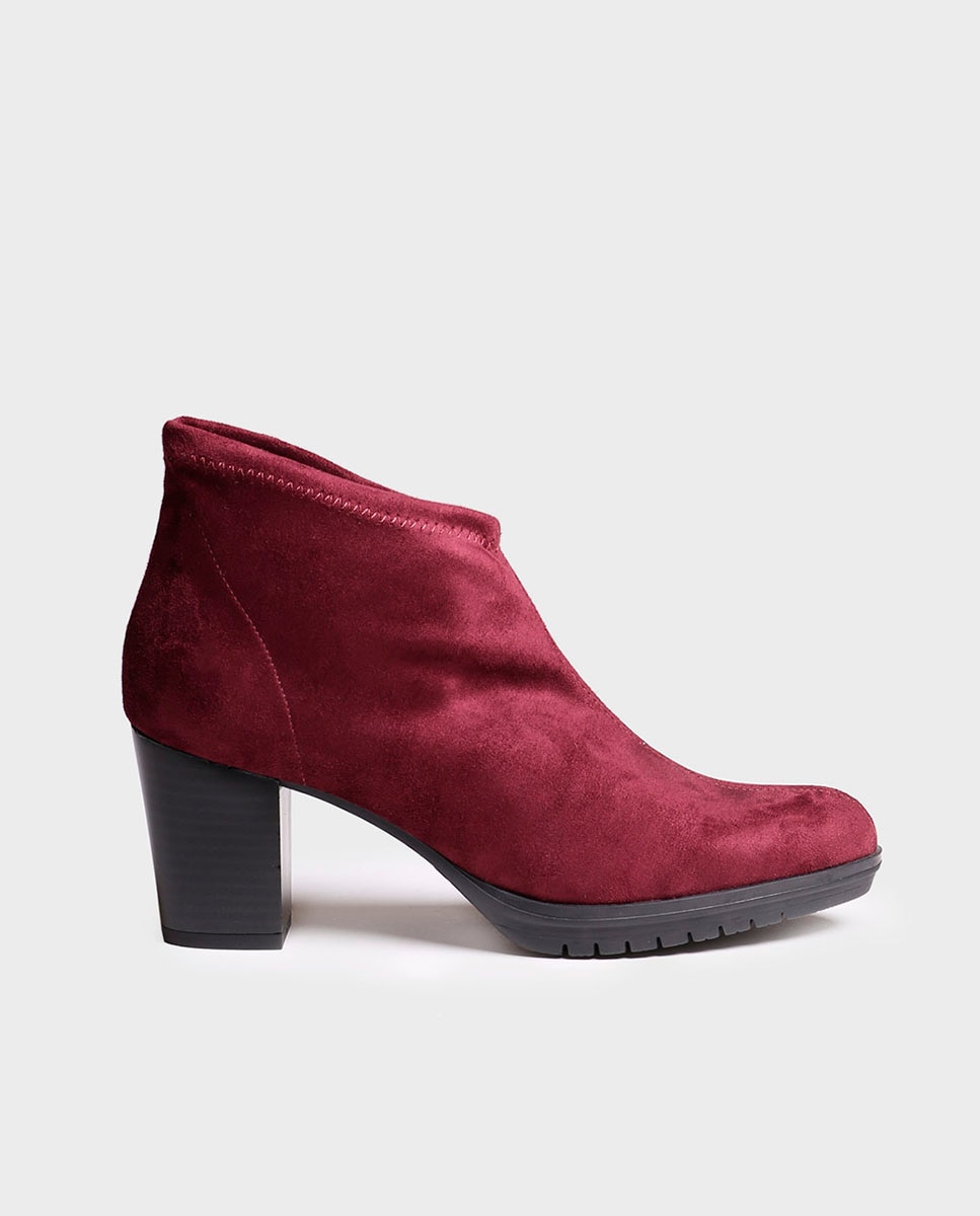 Botins de Salto com Tecido de Lycra Bordeaux-1