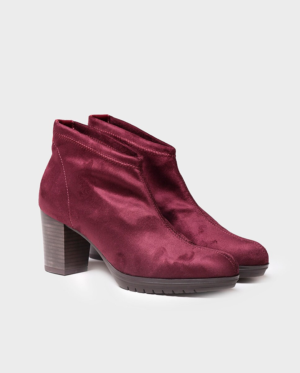Botins de Salto com Tecido de Lycra Bordeaux-2