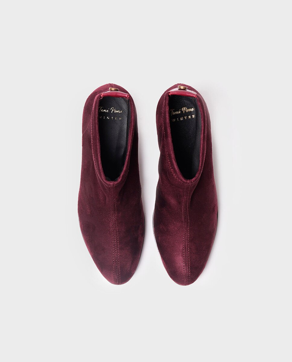 Botins de Salto com Tecido de Lycra Bordeaux-3