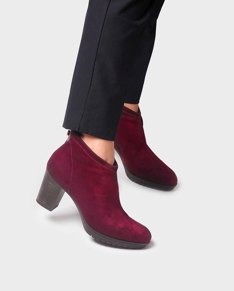 Botins de Salto com Tecido de Lycra Bordeaux-4